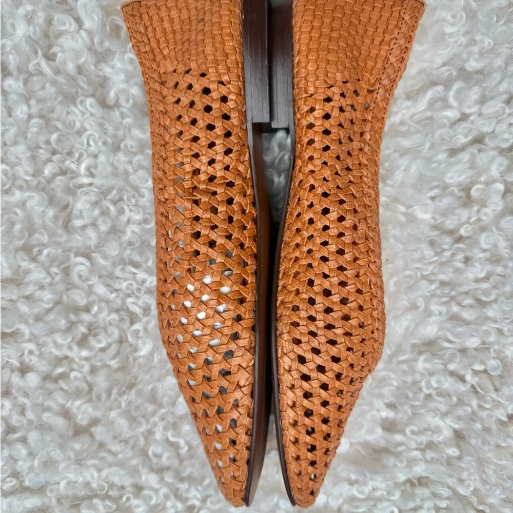 NWOT Madewell Mylie Ballet Flat Handwoven Leather Flats in Burnt Orange *NO BOX - Picture 3 of 6